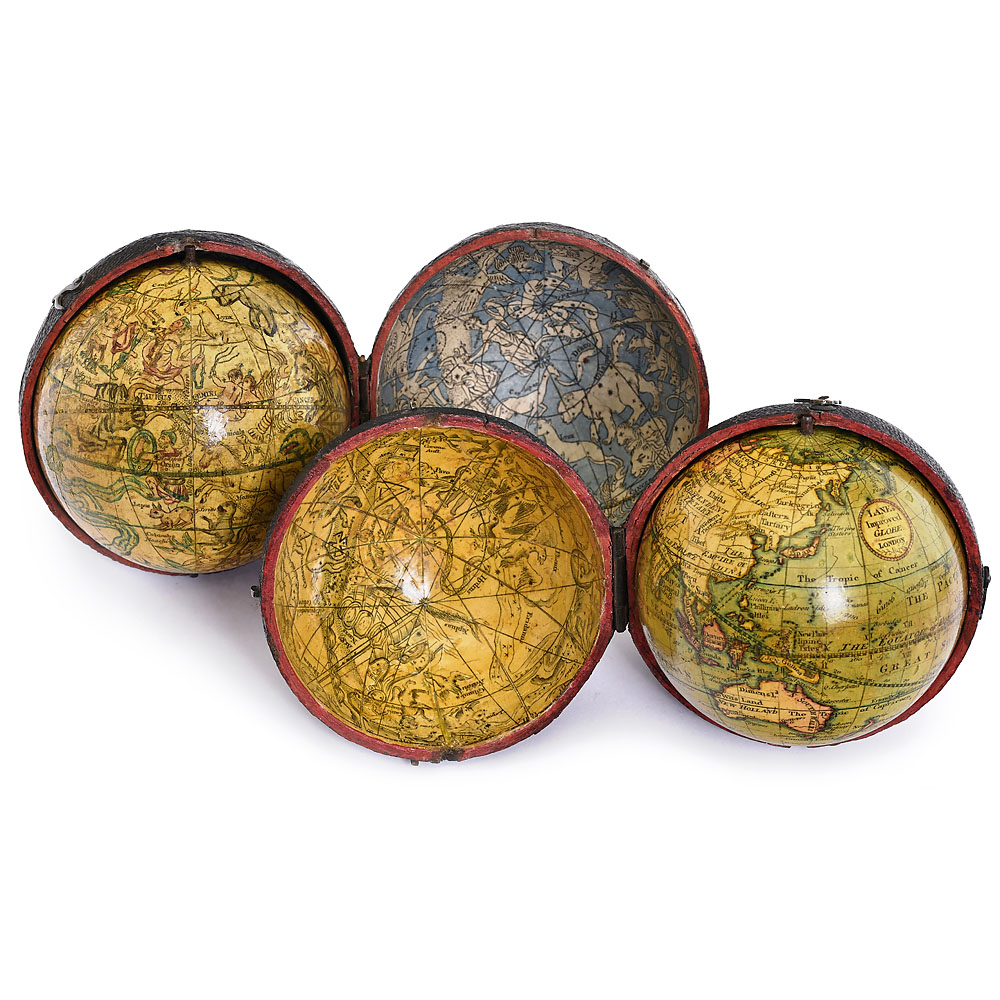 Nicholas Lane’s Pocket  3-inch Terrestrial and Celestial Pocket Globes, c. 1825