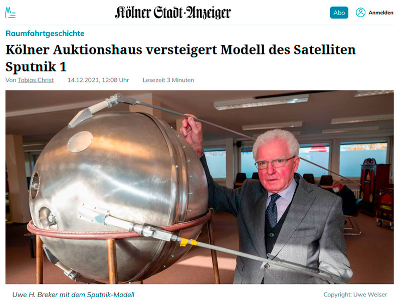 Kölner Auktionshaus versteigert Modell des Satelliten Sputnik 1