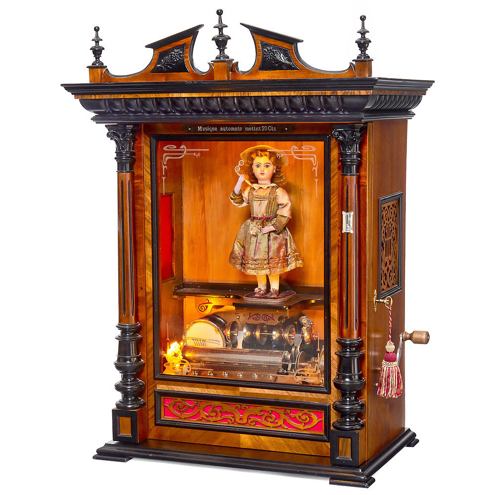 Swiss Station Musical Box with Doll Automaton