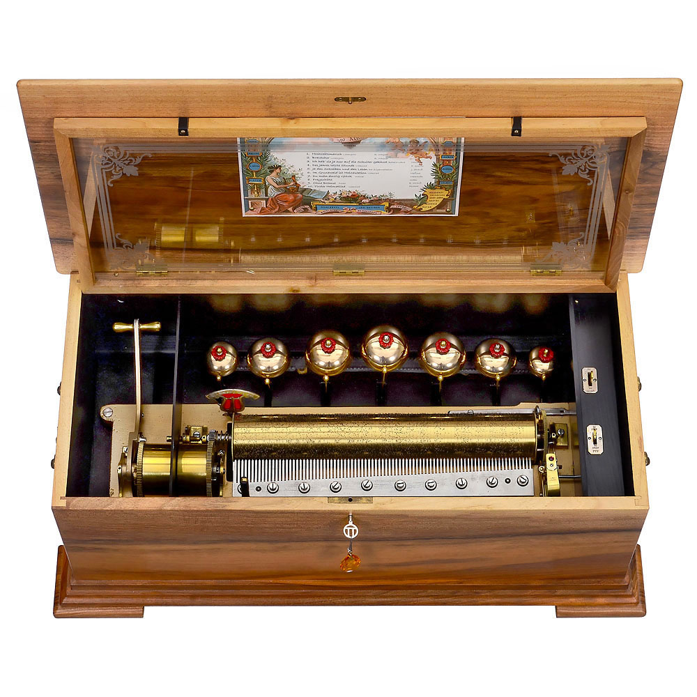 Cylinder Musical Box with 7 Bells by “Ami Rivenc”
