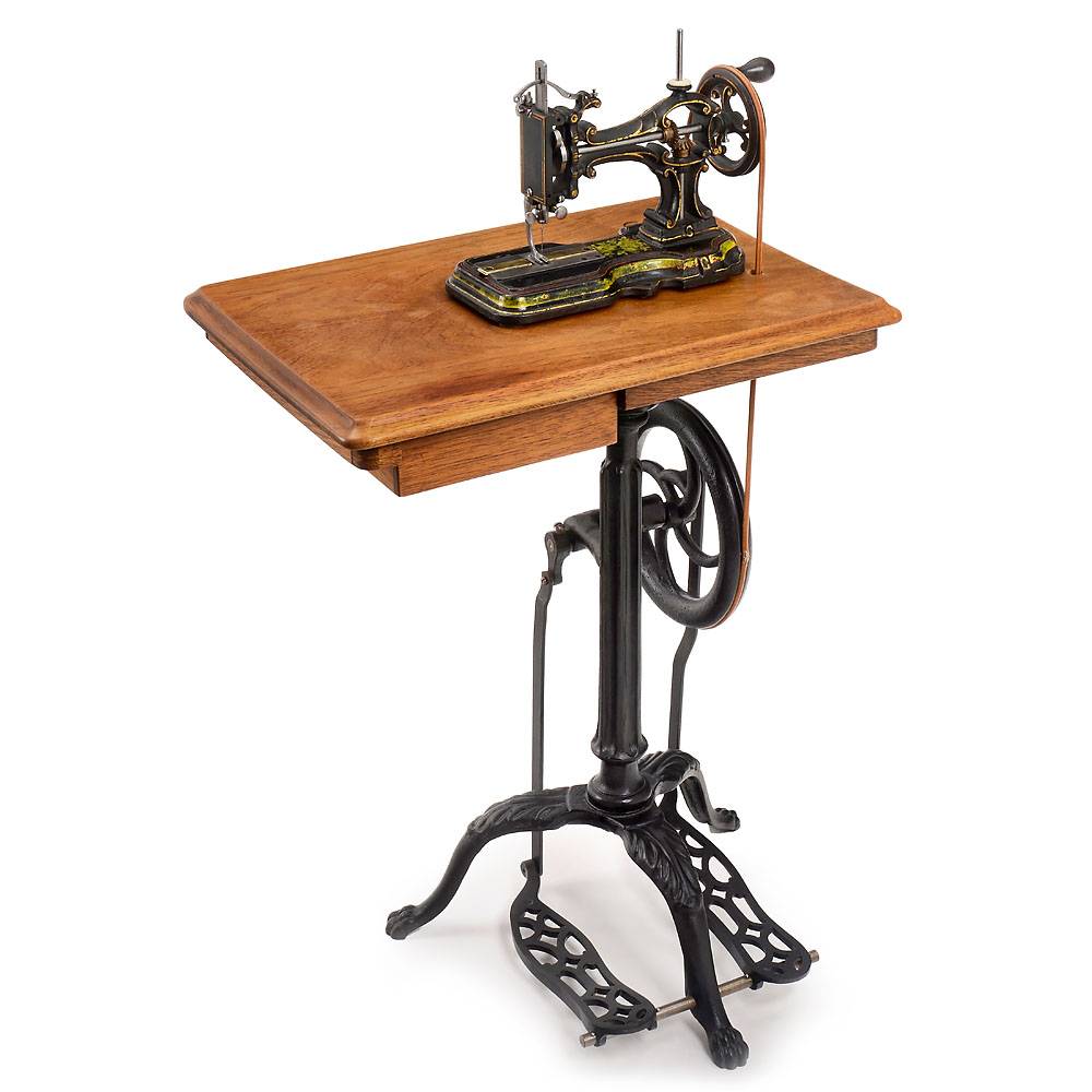 Small French Long Shuttle Sewing Machine on Tripod