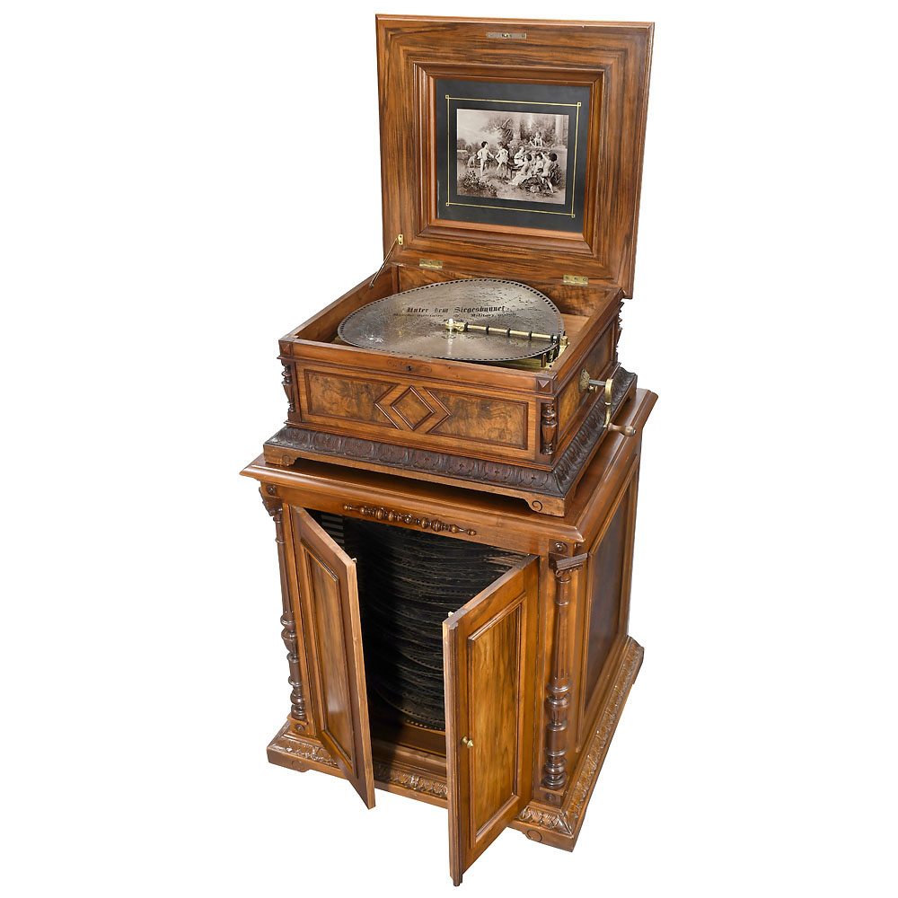 Polyphon Musical Box with Disc Cabinet