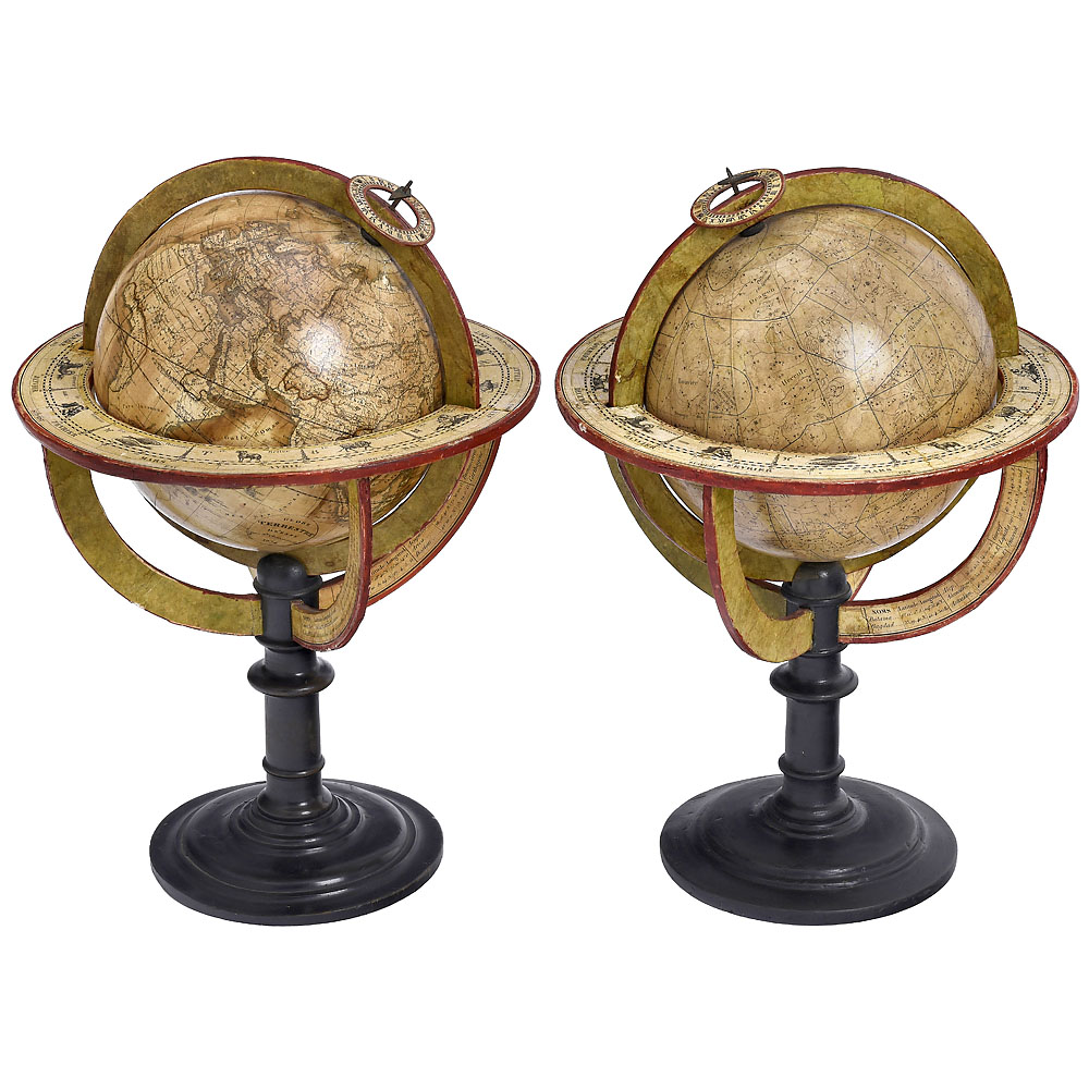 Pair of French Table Globes by Delamarche